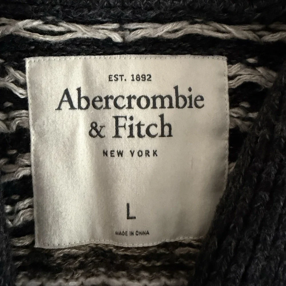 Men's Abercrombie & Fitch Heritage Fair Isle Shawl Collar Cardigan Size L